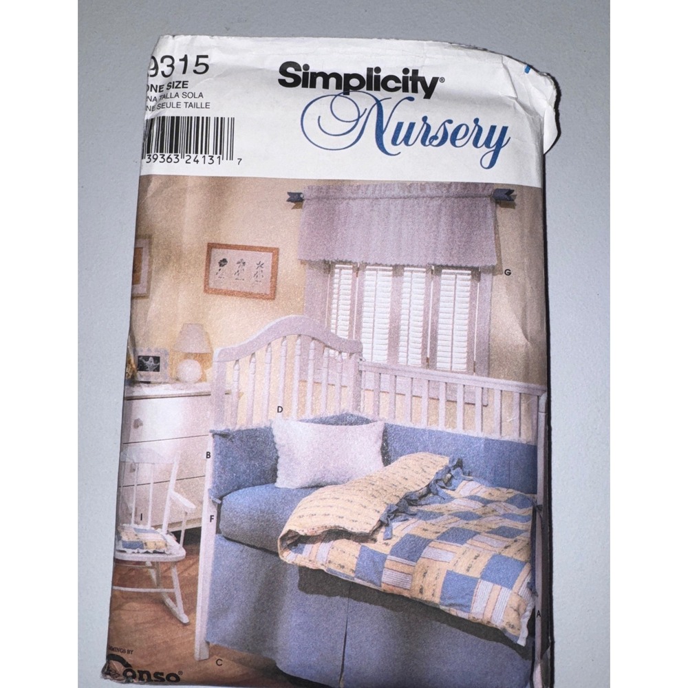 Simplicity 9315 Nursery Sewing Pattern Crib Bedding Valance One Size Shabby Chic
